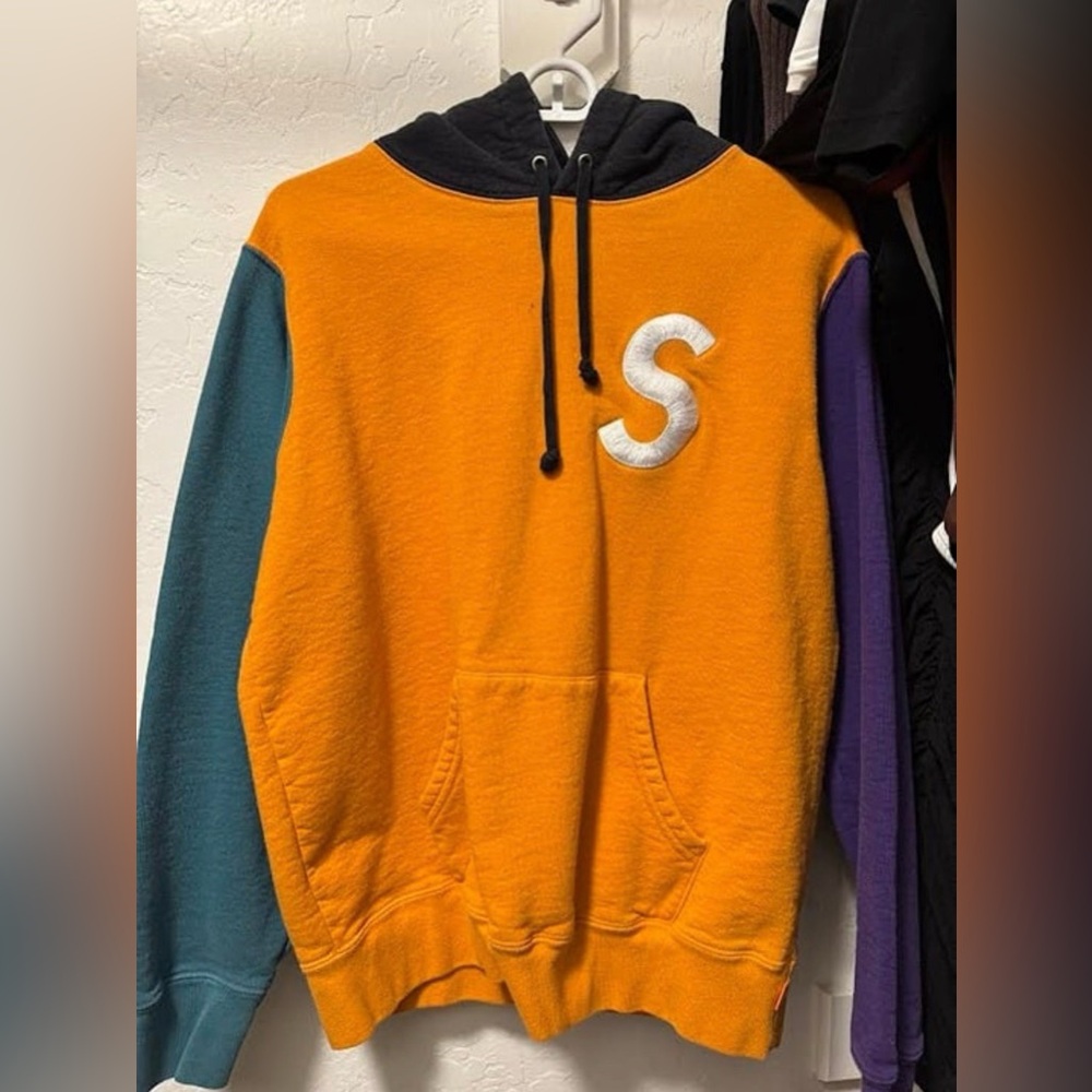 Supreme S Logo Colorblocked Hooded Sweatshirt